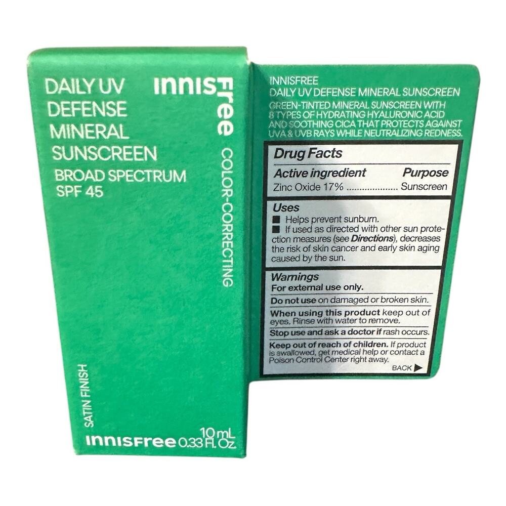 NIB! Innisfree Daily UV Defense Mineral Sunscreen SPF45 - Travel Size 0.33 oz.